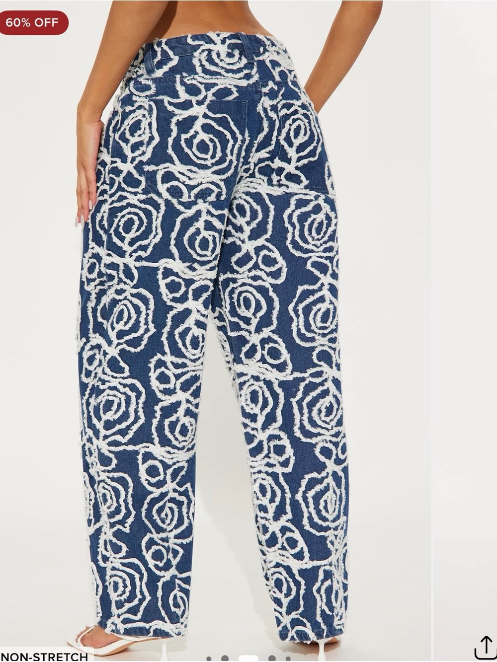 Fashion Nova High-Rise Wide-Leg Blue Floral Pattern Pants